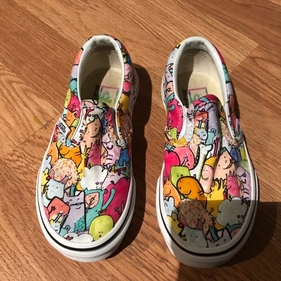 colorful slide on vans